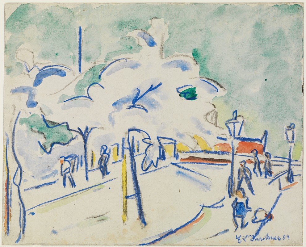 Ernst Ludwig Kirchner - Uferstrom mit Bäumen (Dresden)