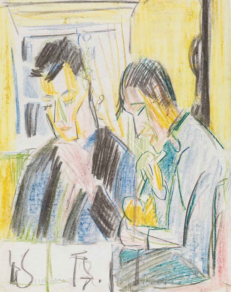 Ernst Ludwig Kirchner - Zwei Männer am Tisch