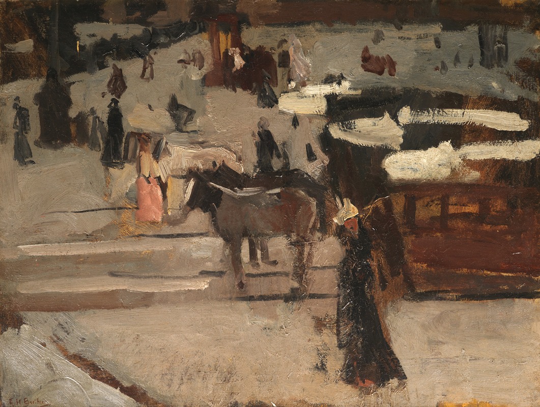 George Hendrik Breitner - Paardentrams en figuren op een plein