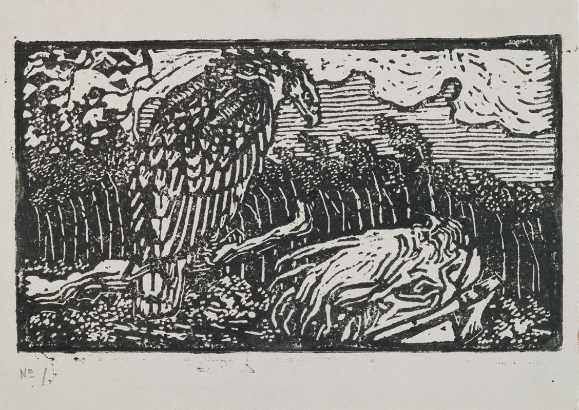 The Great Kalevala Woodcut Print Of V in m inen And The Eagle Artvee