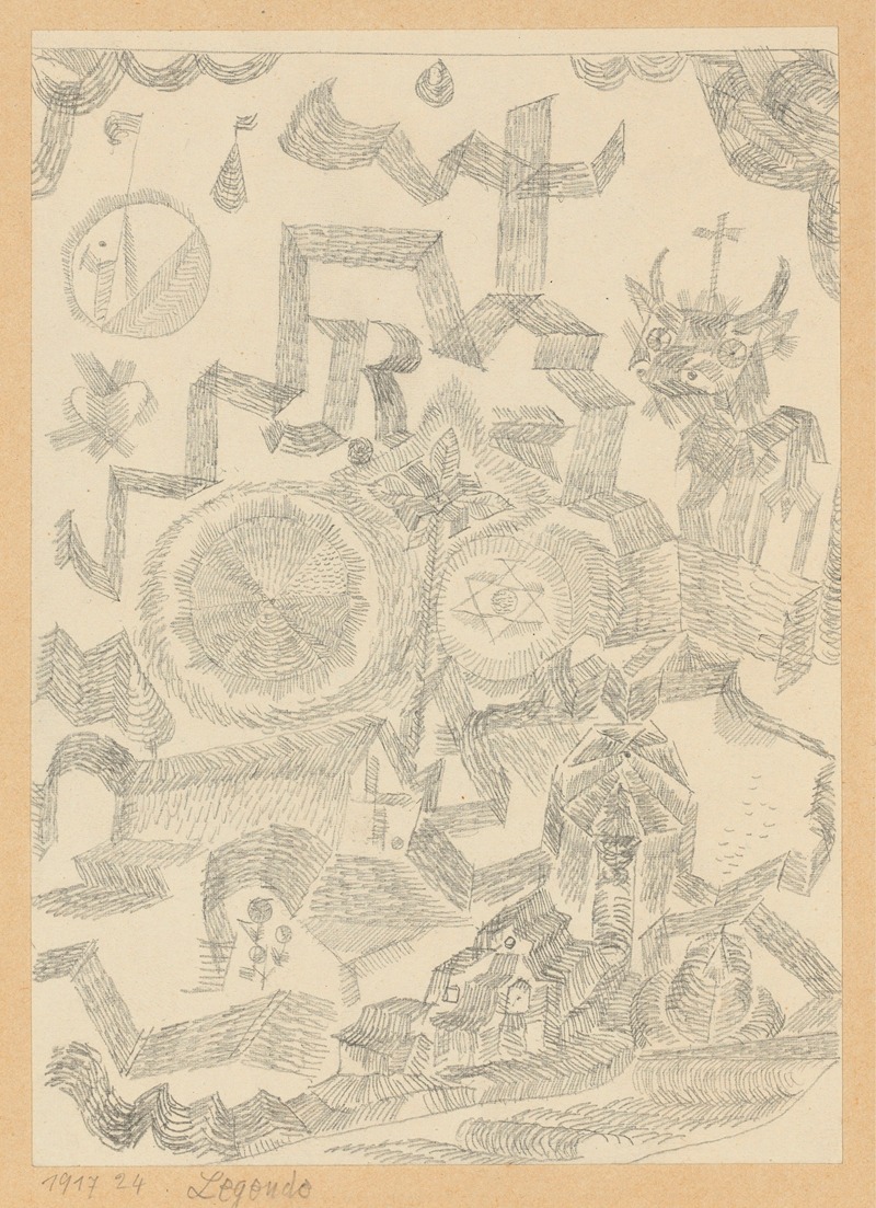Paul Klee - Legende – Gedenkblatt mit d. heil Stier (Legend – Memorial Page with Holy Bull)