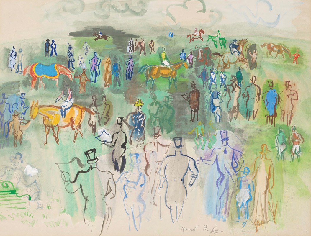 Raoul Dufy - Elégants et élégantes sur la pelouse