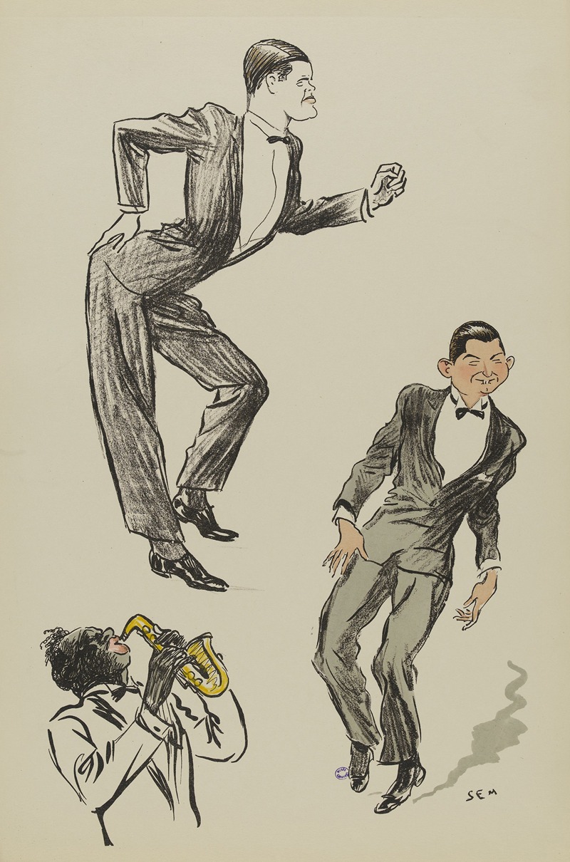Georges Goursat (Sem) - Deux personnages masculins dansant le charleston