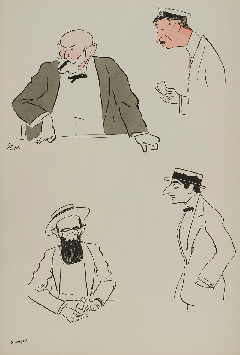 Georges Goursat (Sem) - Landau, Denfert-Rochereau, baron Leonino, Henri Letellier
