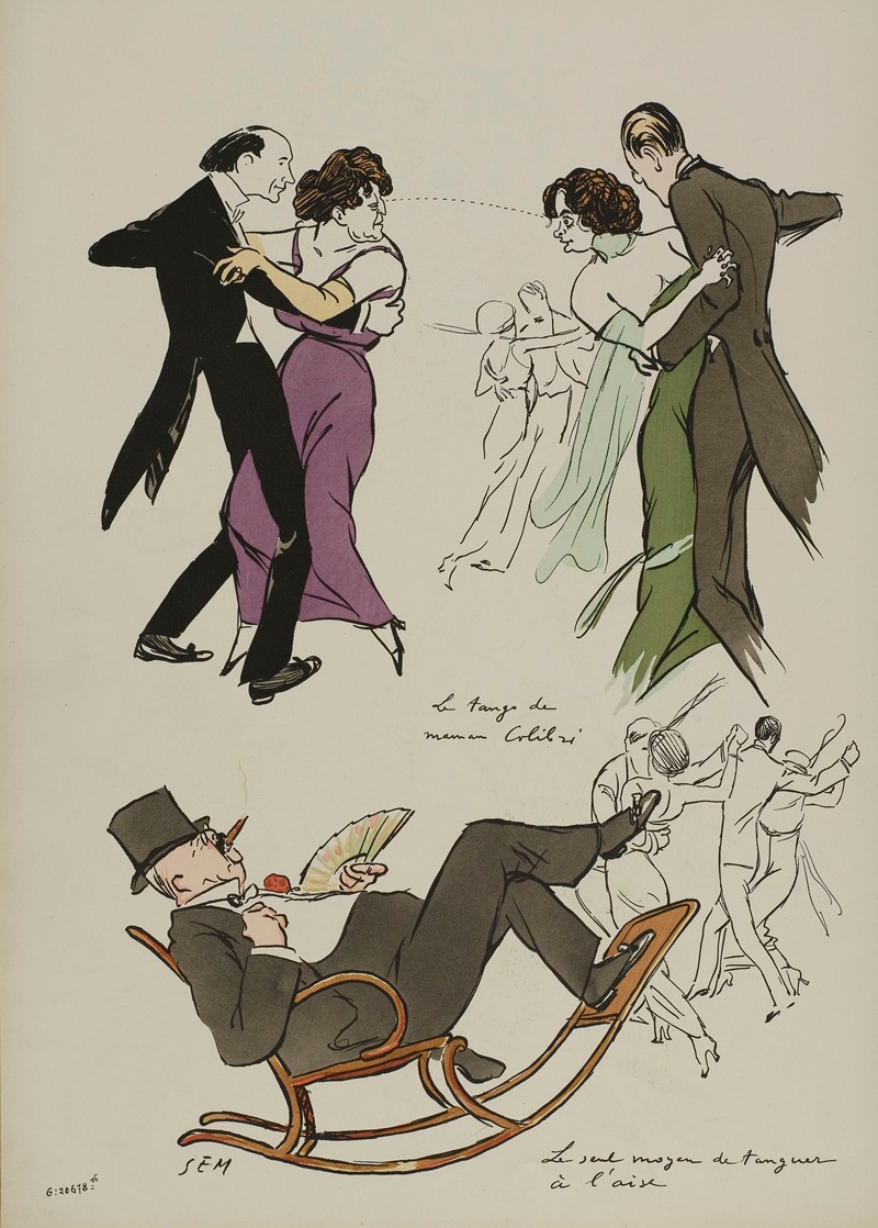 Georges Goursat (Sem) - Le tango de maman Colibri ; Henri Bataille, Mme de Bray, Melle Bady, Comte Hallez-Claparède