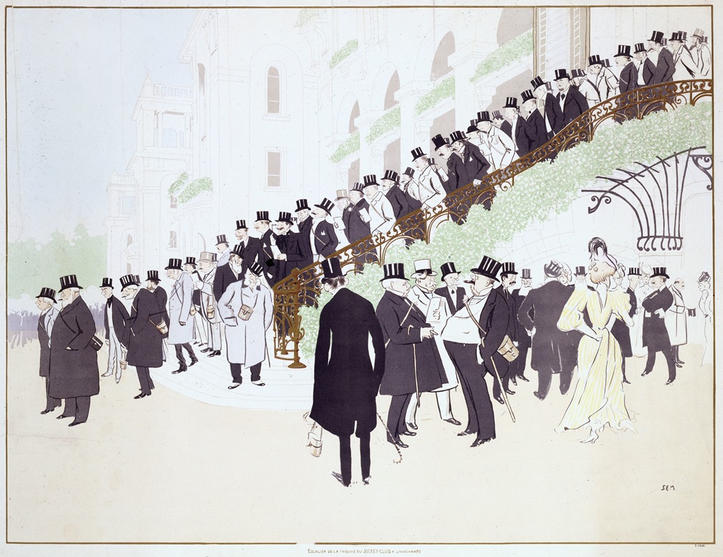 Georges Goursat (Sem) - L’escalier de la Tribune du Jockey Club à Longchamp