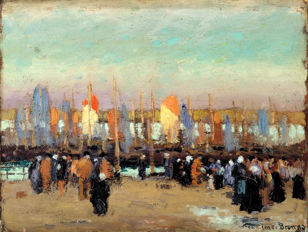 George Elmer Browne - Harbor Scene with Fishing Boats