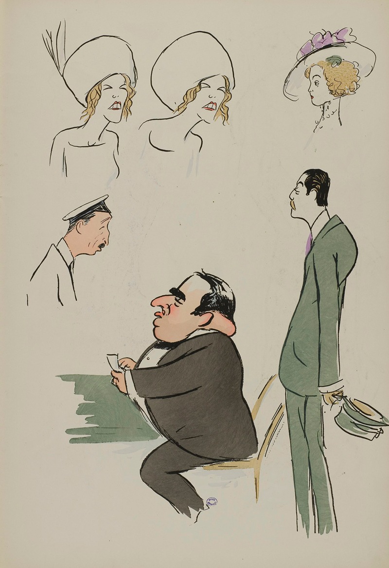 Georges Goursat (Sem) - Mme Meuges, Mme Hébrard, M Denfert-Rochereau, Rodolphe Teutch, Constant Say
