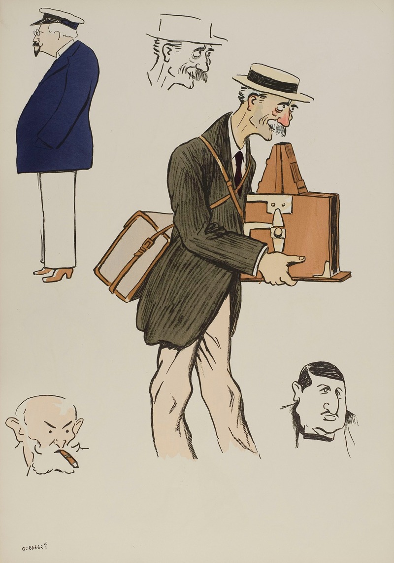 Georges Goursat (Sem) - quatre personnages masculins non identifiés, dont un portant un appareil photo