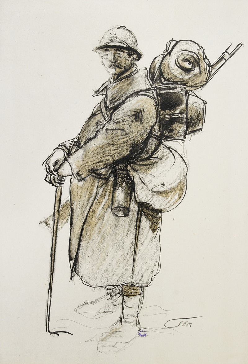Georges Goursat (Sem) - Soldat appuyé sur un bâton