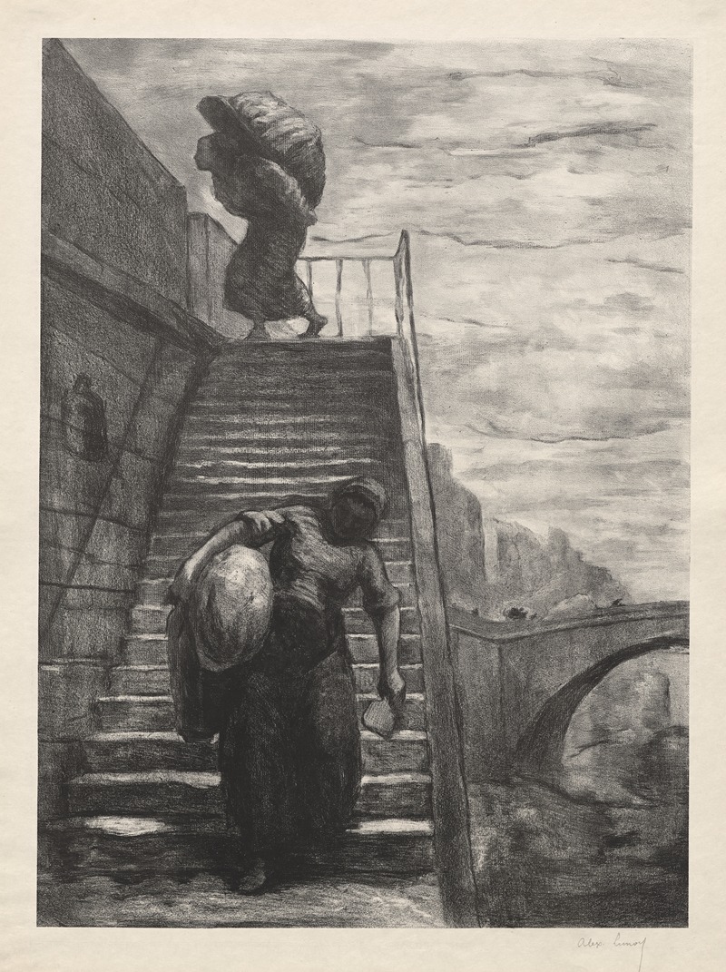 Alexandre Lunois - Washerwomen Descending a Quai Staircase