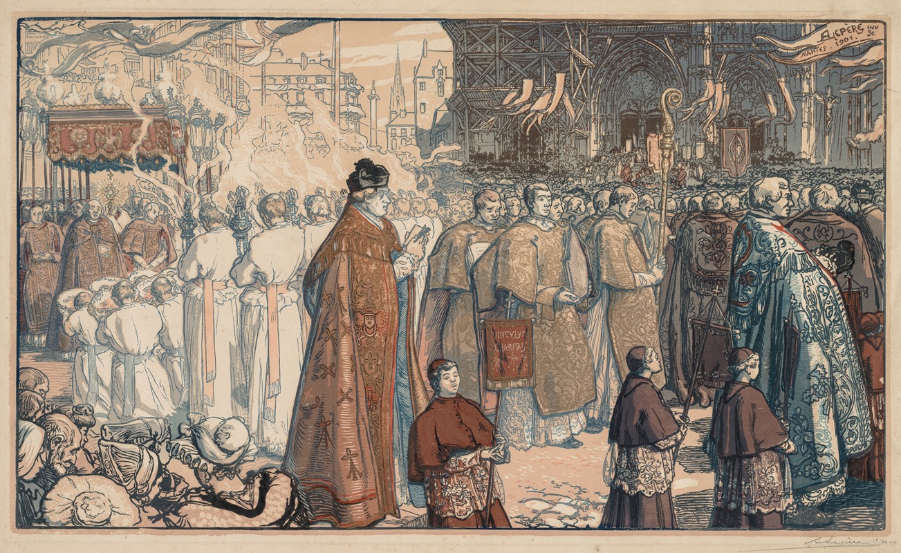 Auguste Louis Lepère - La Procession de la Fête-Dieu à Nantes