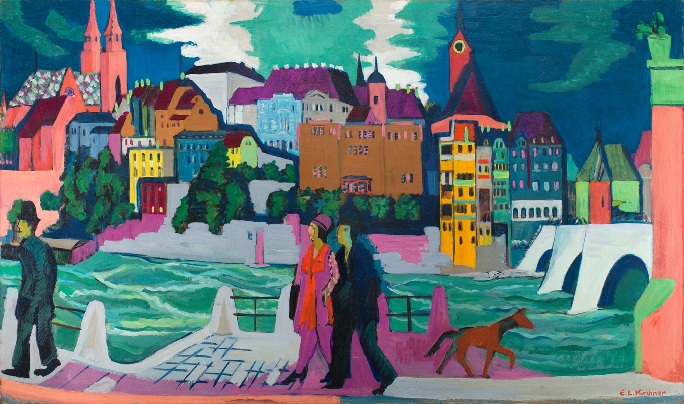 Ernst Ludwig Kirchner - Basel with the Rhine