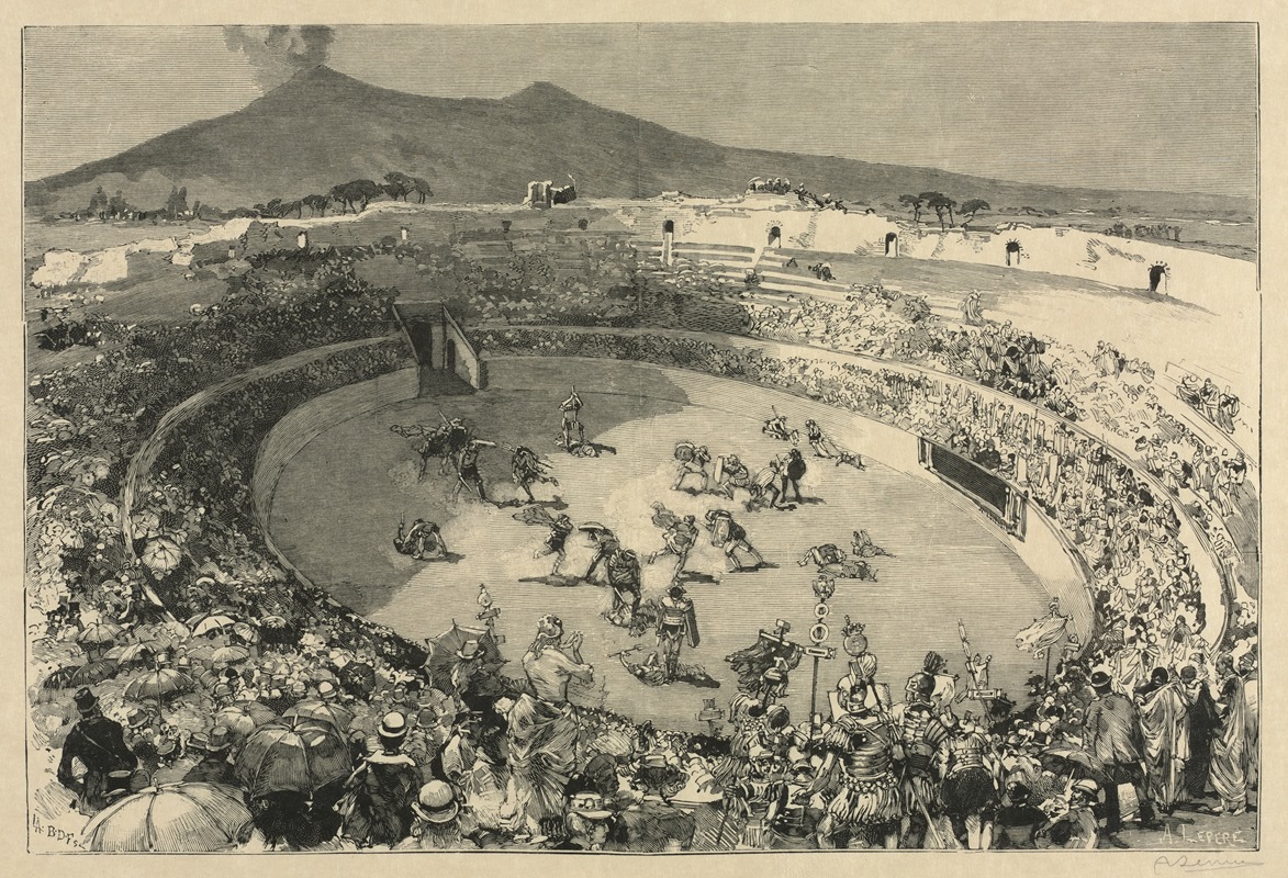 Auguste Louis Lepère - taly. The Festival of Pompei, The circus of gladiators