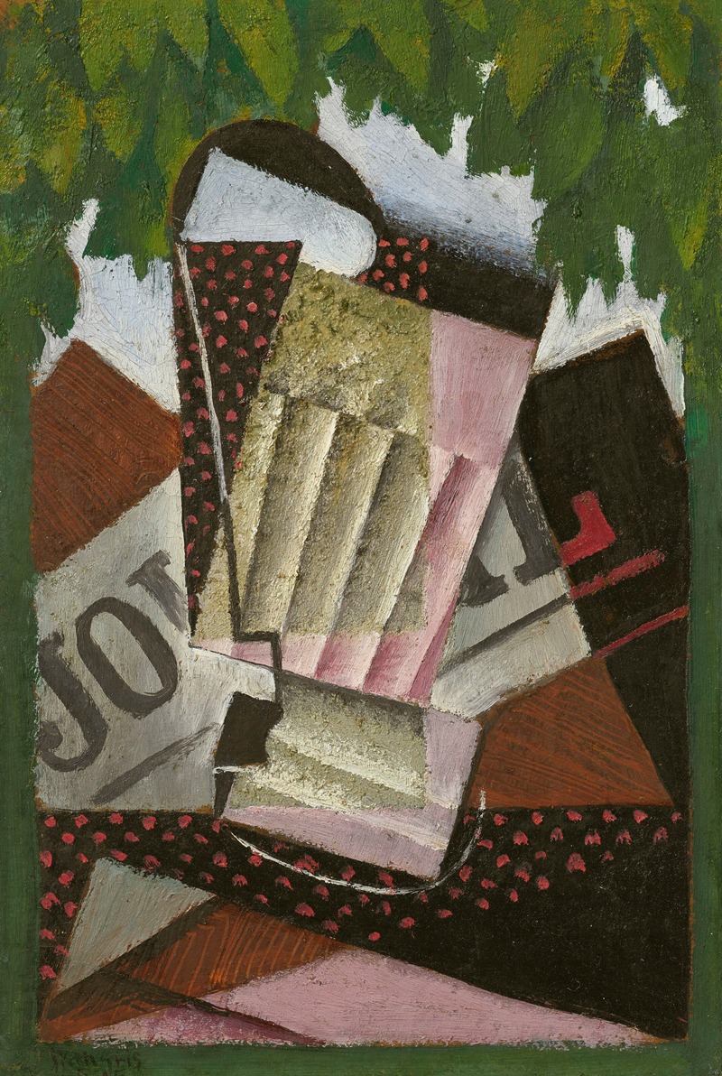 Juan Gris - Verre, journal et feuillage