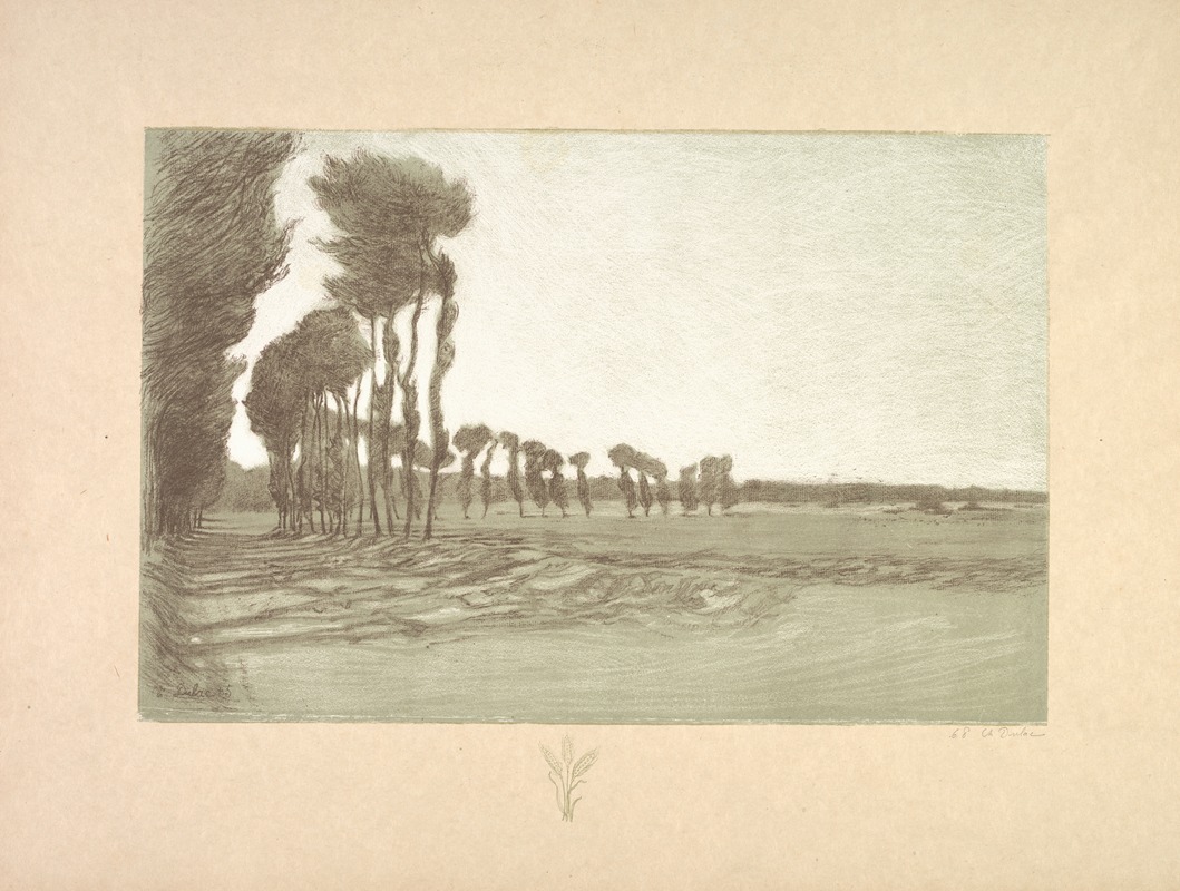 Charles Marie Dulac - Suite de Paysages; Landscape, Plate 5, Remarque, Three Stalks of Wheat