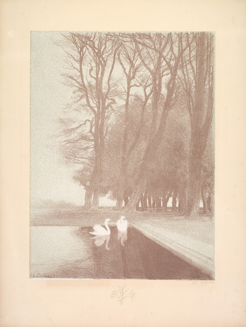 Charles Marie Dulac - Suite de Paysages; Landscape, Plate 6, Remarque, Lilies
