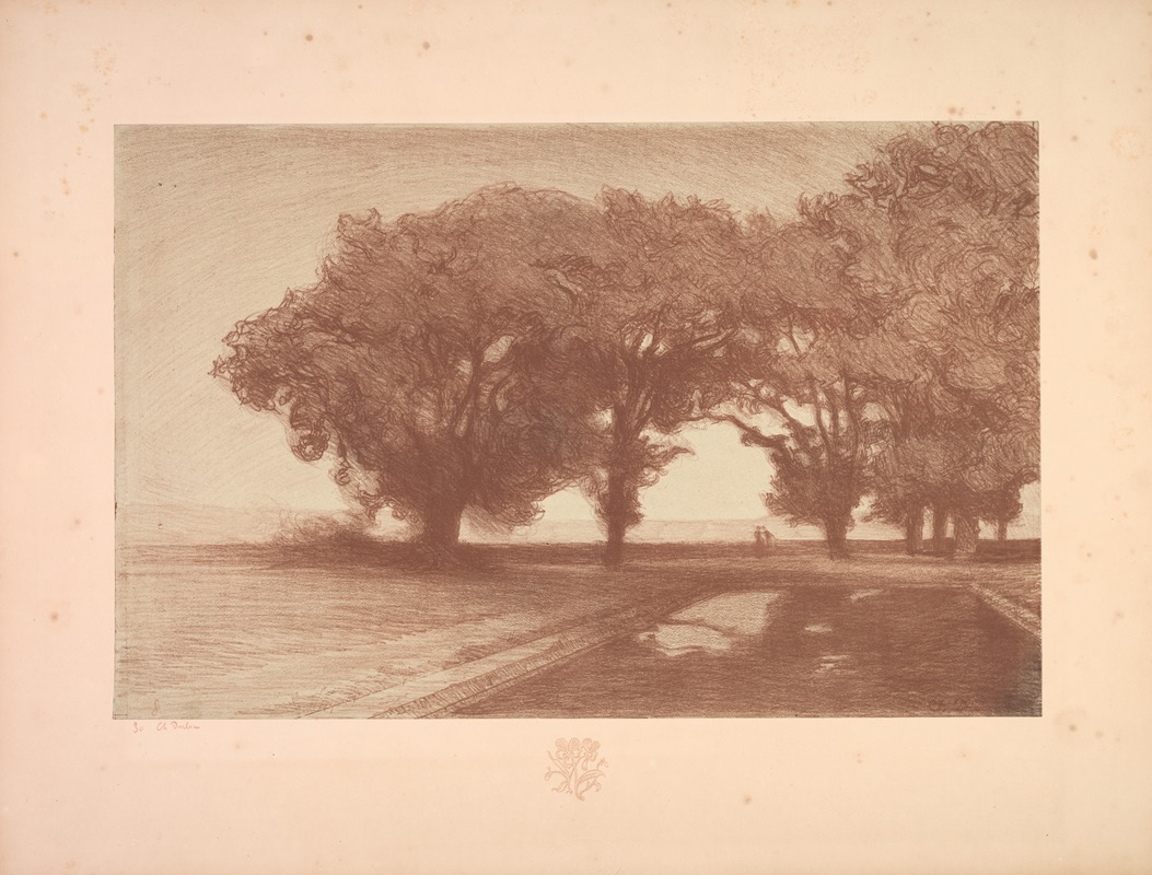 Charles Marie Dulac - Suite de Paysages; Landscape, Plate 8, Remarque, Pansies