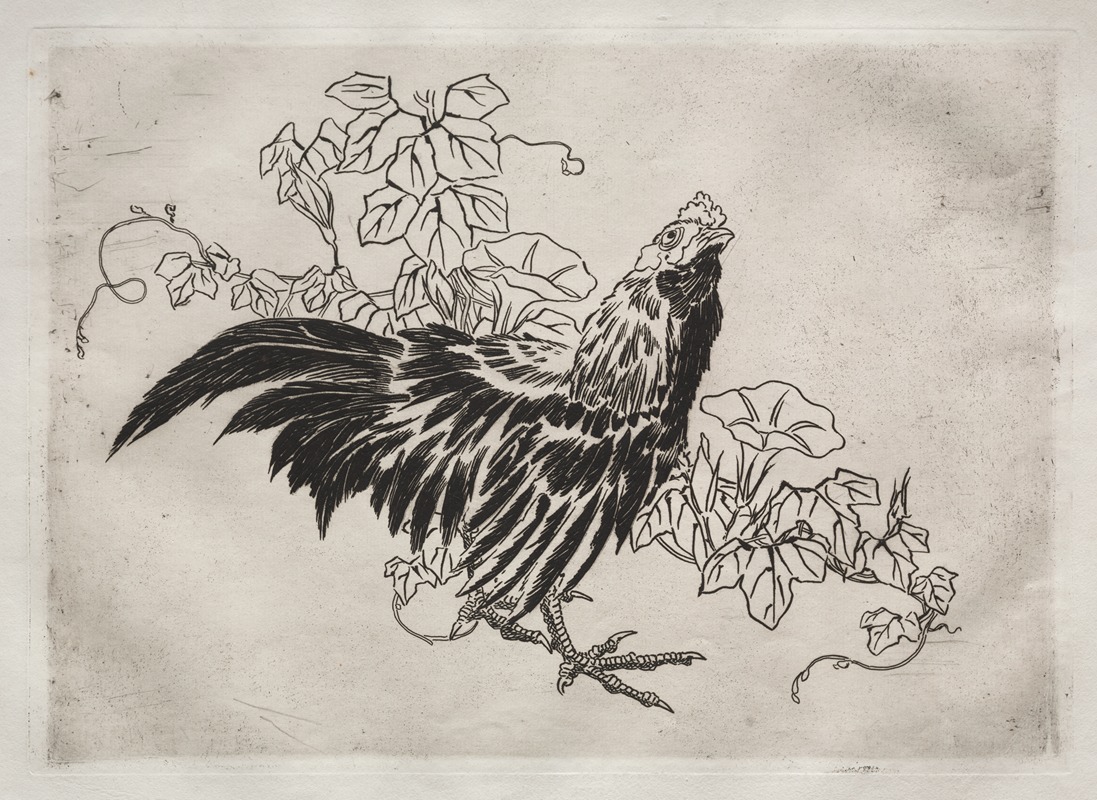 Félix Bracquemond - Dinner Service (Rousseau service); Rooster and morning glories (no. 25)
