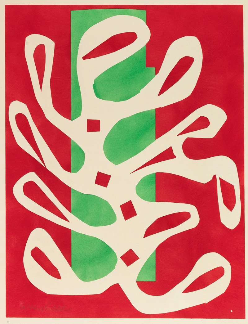 Henri Matisse - Algue blanche sur fond rouge et vert