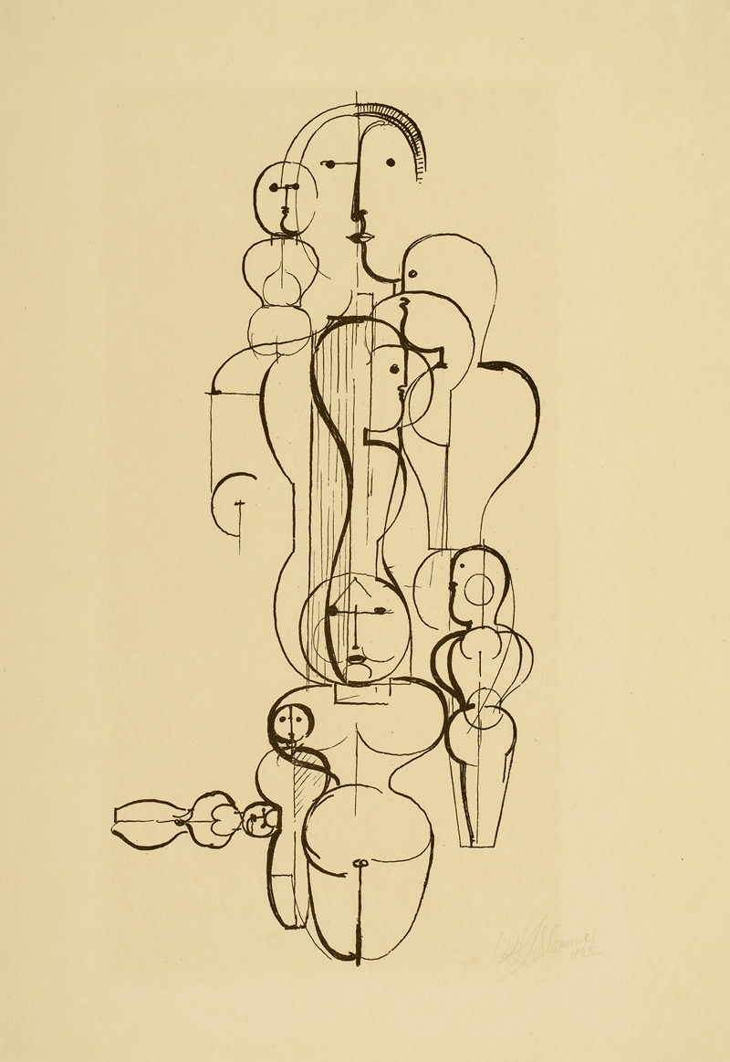 Oskar Schlemmer - Concentric Group; Figure Plan K1