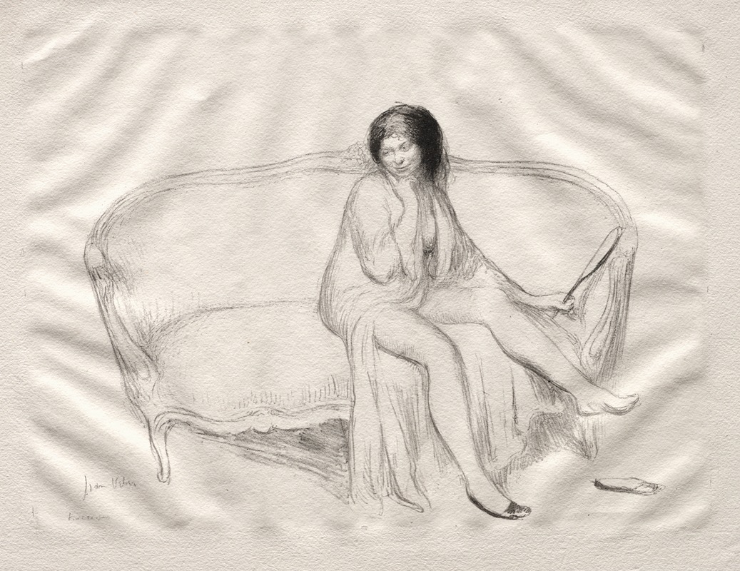 Jean Veber - Nude Woman Seated on a Sofa