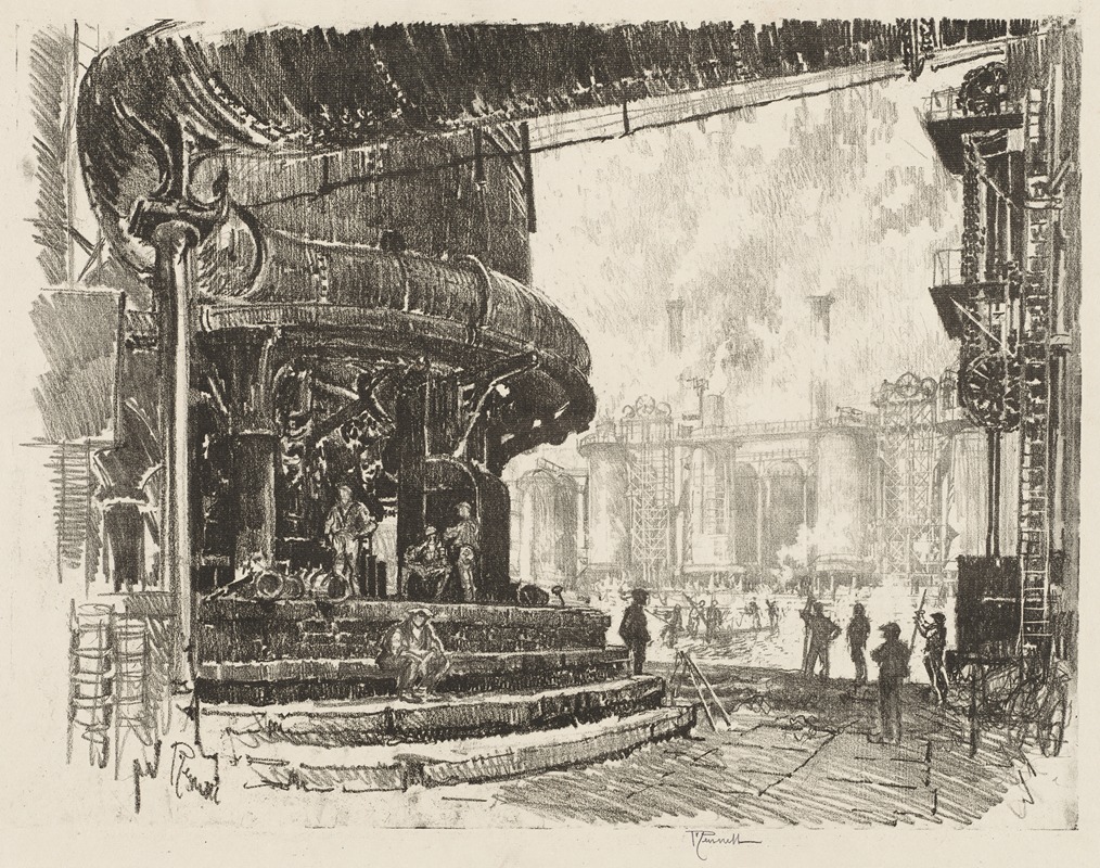 Joseph Pennell - Making Pig Iron, The Base of the Blast Furnaces