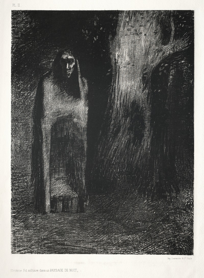 Odilon Redon - The Man Was Alone in a Night Landscape