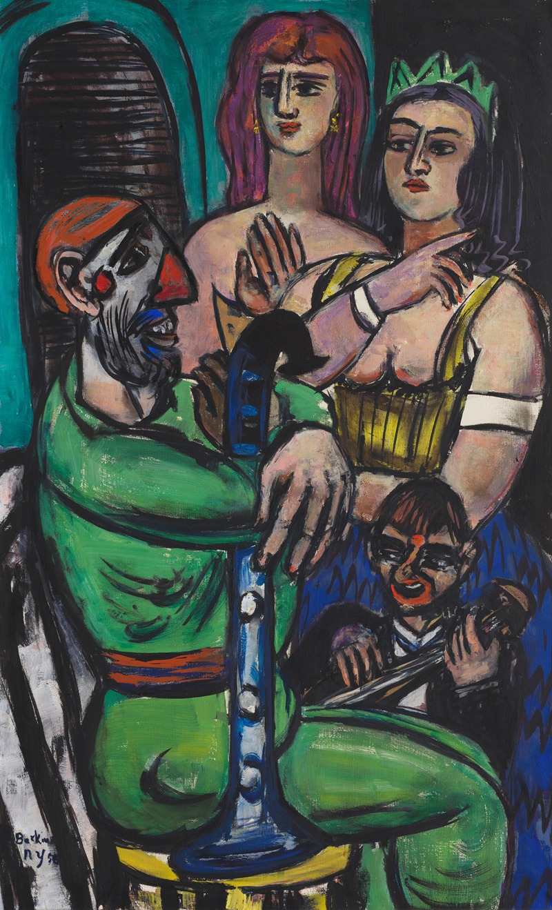 Max Beckmann - Großer Clown mit Frauen und kleiner Clown