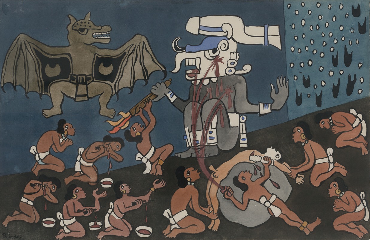 Diego Rivera - Human sacrifice before Tohil