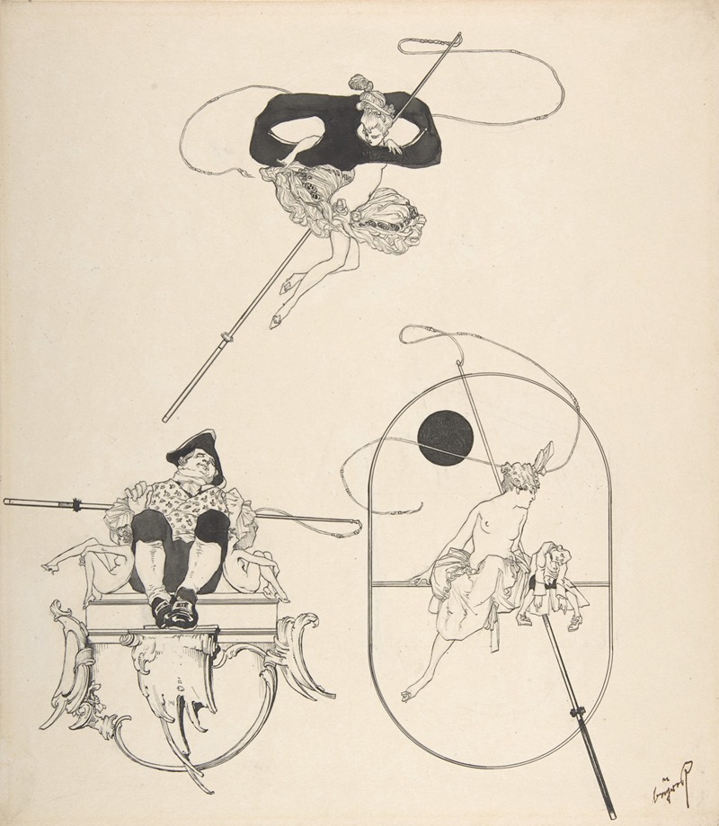 Franz von Bayros - Three Vignettes for Book Illustration