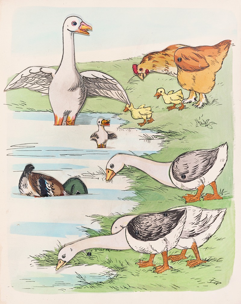 Lothar Meggendorfer - Geese, ducks, and chickens