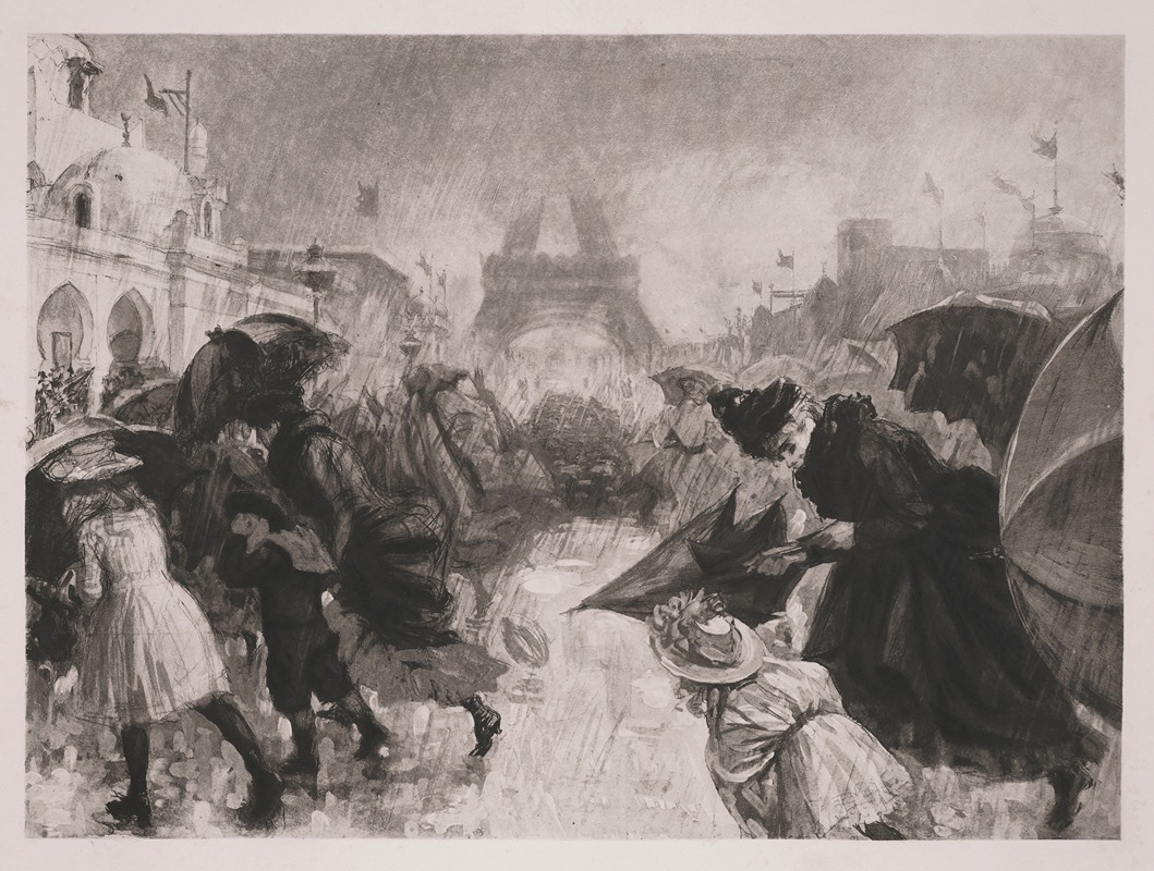 Charles Paul Renouard - Pluie d’orage. (Jardin du Trocadero.)