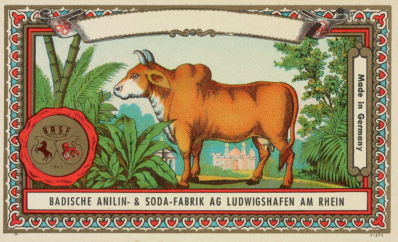 Badische Anilin & Soda-Fabrik - Badische Anilin & Soda-Fabrik dye label with cow