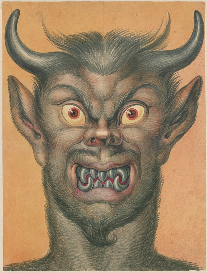 David Humbert de Superville - Head of a grimacing devil with horns