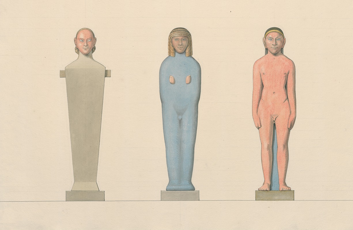 David Humbert de Superville - Three statues, showing the evolution of sculpture