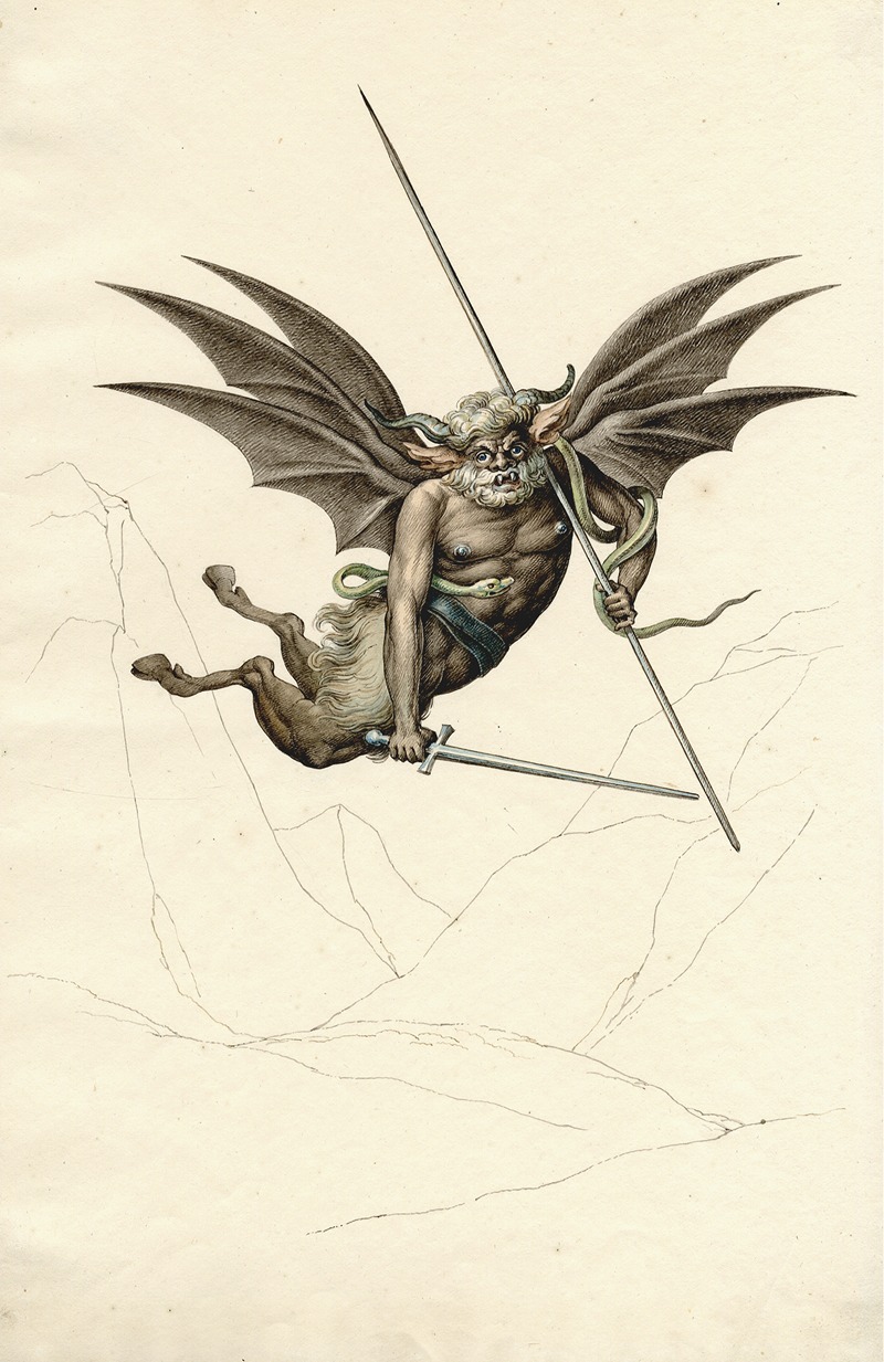 David Humbert de Superville - Winged devil, from a fresco in the Camposanto at Pisa