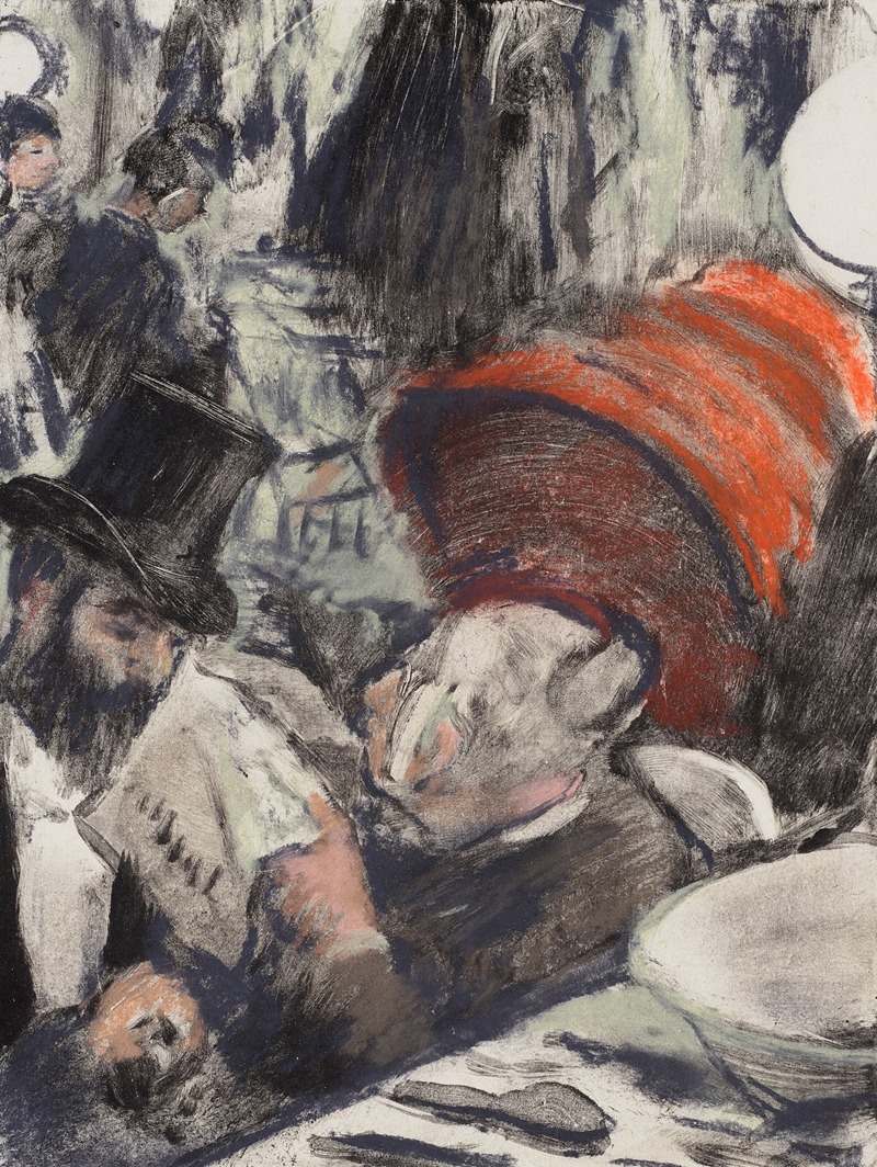 Edgar Degas - Ludovic Halévy trouve Madame Cardinal dans les loges