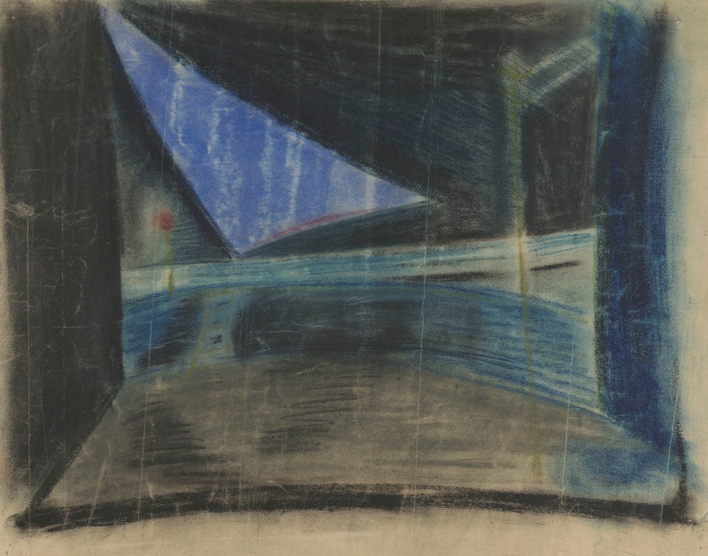 Georges Pitoëff - Liliom – maquette de décor – quatrième tableau, la voie ferrée, lieu du suicide de Liliom