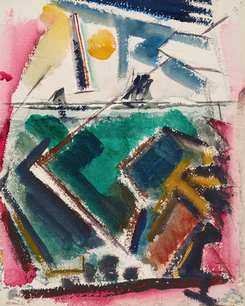 John Marin - Boat with Sun, Deer Isle, Maine