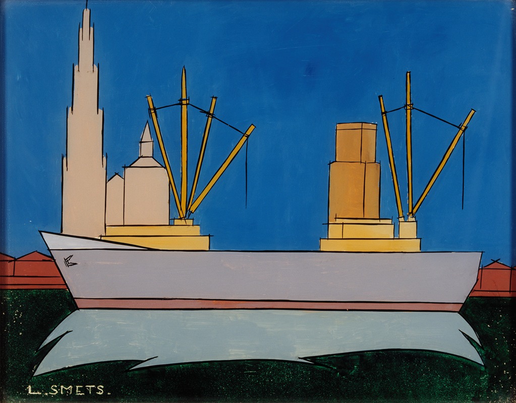 Léon Smets - Schip op de rede van Antwerpen