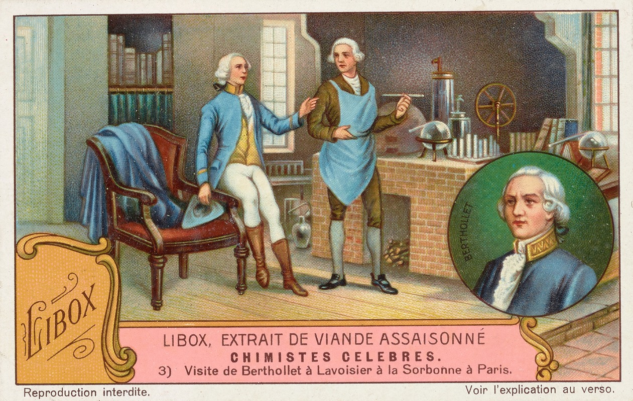 Liebig's Extract of Meat Company - Libox, Extrait de Viande Assaisonné: Claude Louis Berthollet visits Antoine Laurent Lavoisier at the Sorbonne in Paris