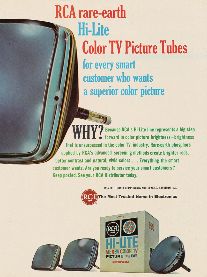 Radio Corporation of America - RCA rare-earth Hi-Lite Color TV Picture Tubes