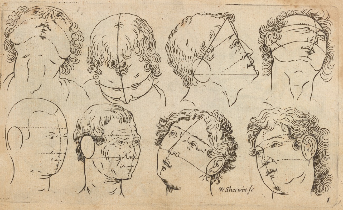 William Salmon - Plate I: Artist study of male and female head