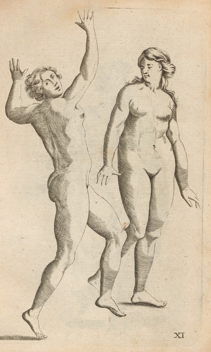 William Salmon - Plate XI: Artist study of standing nude females