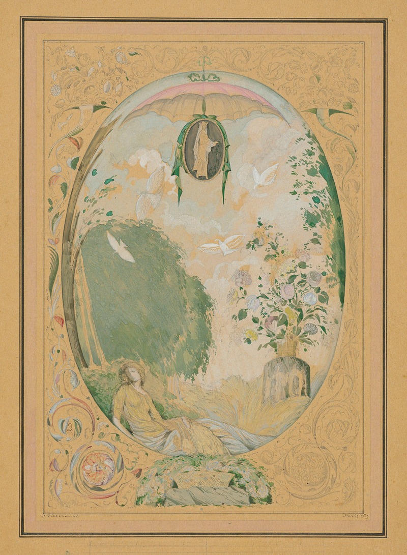 Sergey Chekhonin - Fantasy; and Floral design for a frontispiece