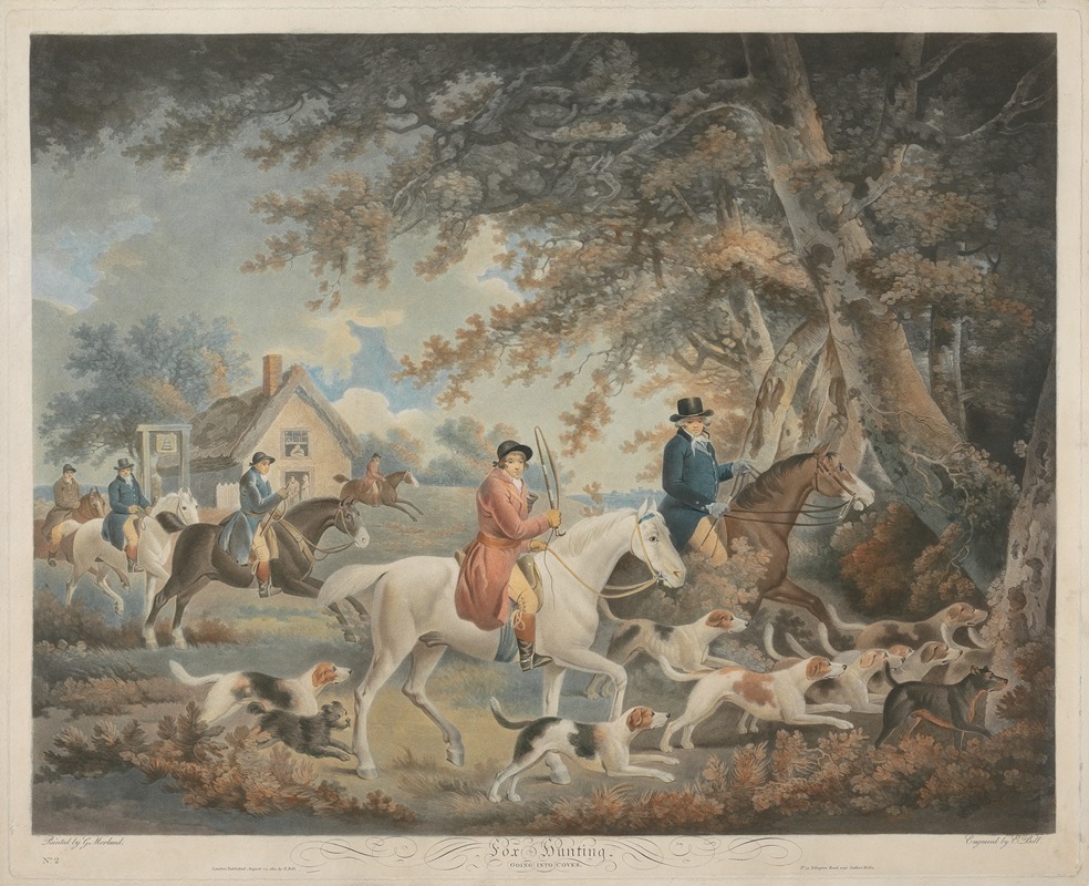 Edward Bell - Fox Hunting. 2. Going into Cover (After George Morland)