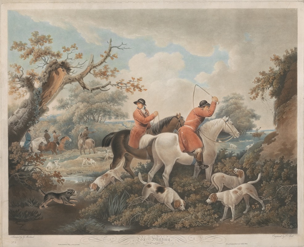Edward Bell - Fox Hunting. 3. The Check (After George Morland)