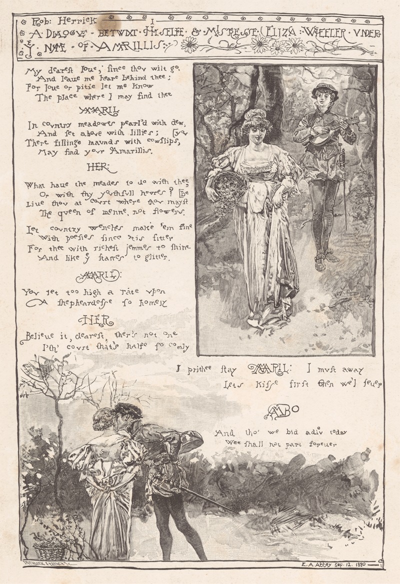 Edwin Austin Abbey - A Dialogue Betwixt Himself, and Mistress Eliza Wheeler by Robert Herrick
