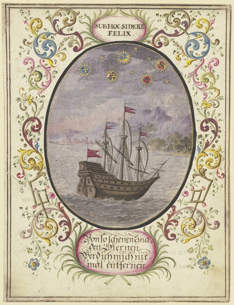 Johann Esaias Nilson - In einem Oval ein Schiff